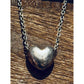 Vintage Dyadema 925 Italy Sterling Silver Puffy Heart Necklace 15-17” Signed