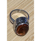 Vintage Artisan Sterling Silver Honey Amber Cabochon Statement Ring Sz 7 80-90s