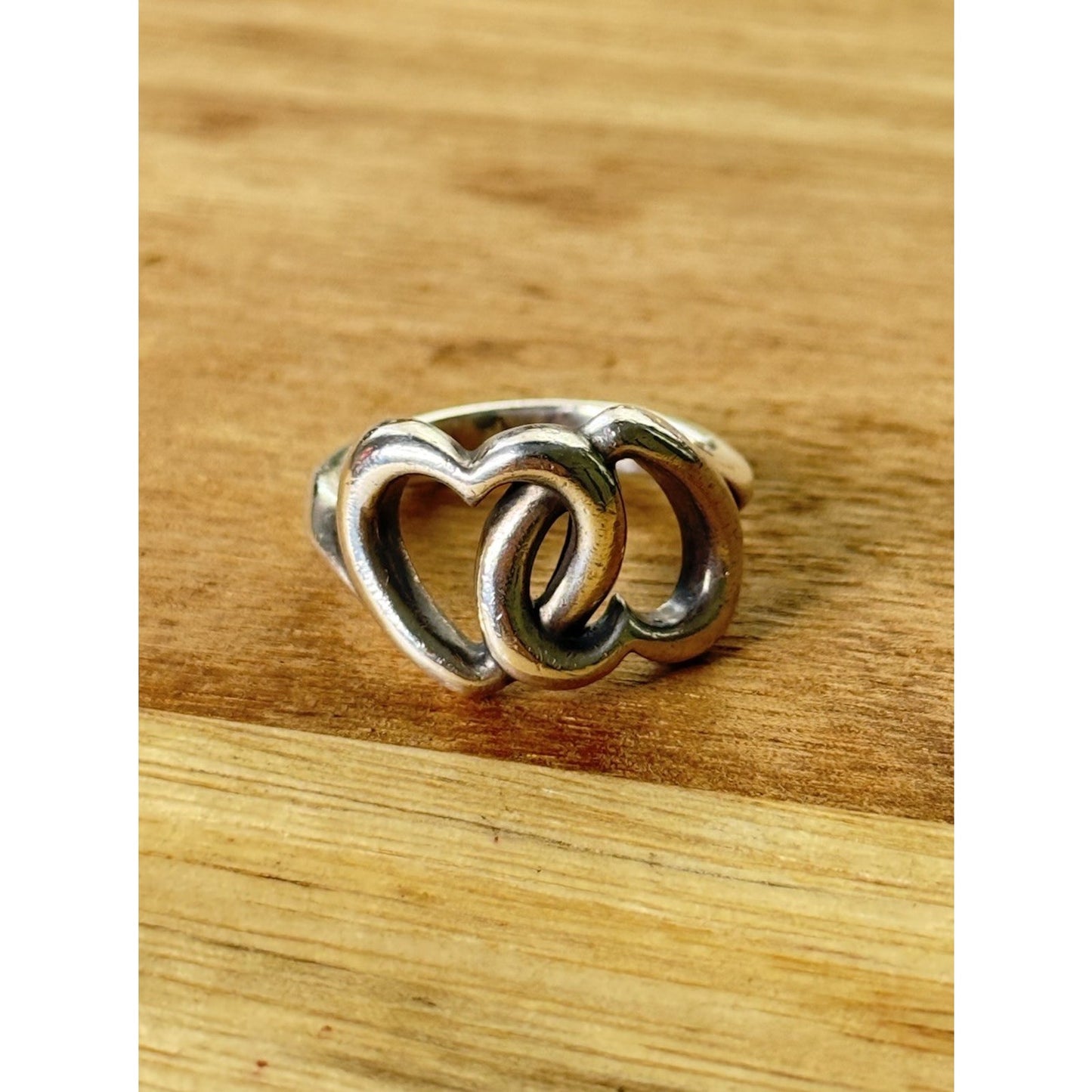 James Avery Retired Sterling Silver Two Hearts Together Ring Size 5.5