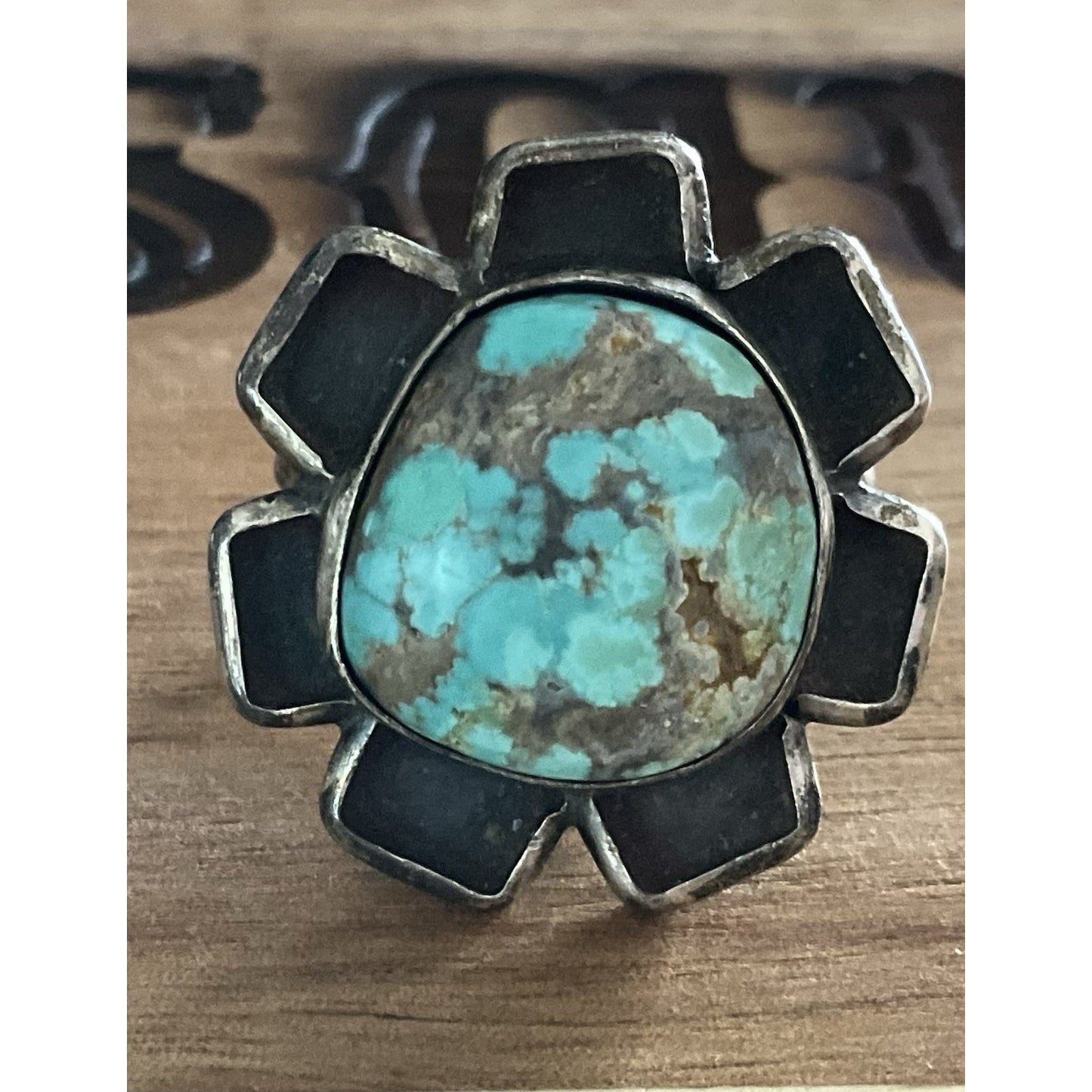 Vintage Sterling Silver Turquoise Ring Size 12 Large Statement Southwest Ring