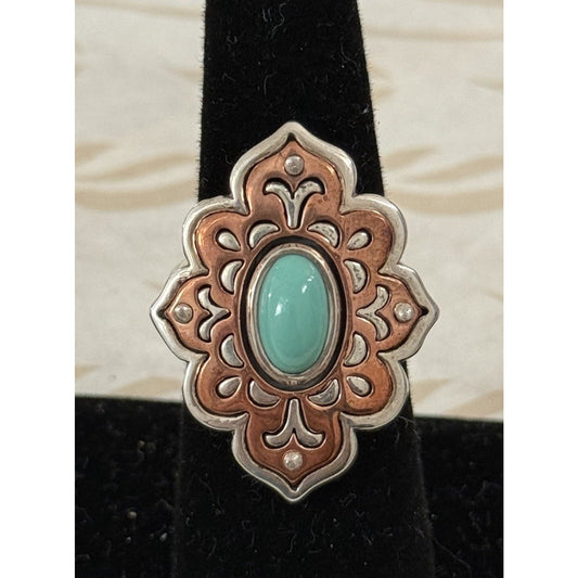 Or owned James Avery Retired Silver Tangier Silver Copper Turquoise Ring Size 9
