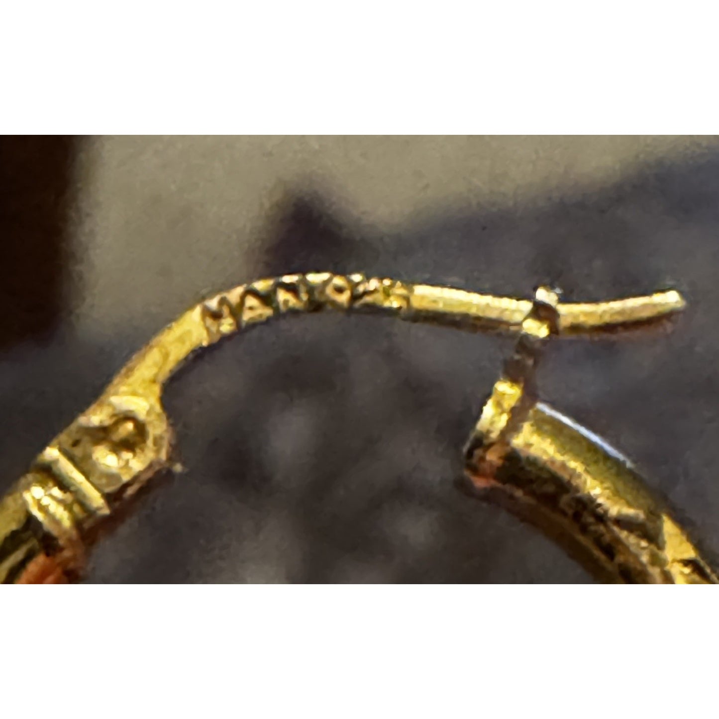 Vintage HAN 925 Gold Tone Sterling Silver Textured Oval Hoop Earrings