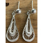 Vintage Sterling Silver Filigree Drop Earrings Dainty Light Teardrop Design