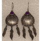 Vintage Native American Navajo Sterling Silver Feather Purple Sugilite Earrings