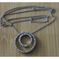 Vintage Diamond Sterling Silver 925 Double Circle Diamond Station Necklace 18”