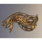 Vintage Monet Gold Tone Leaf Spray Brooch Large Openwork Textured Signed 3”