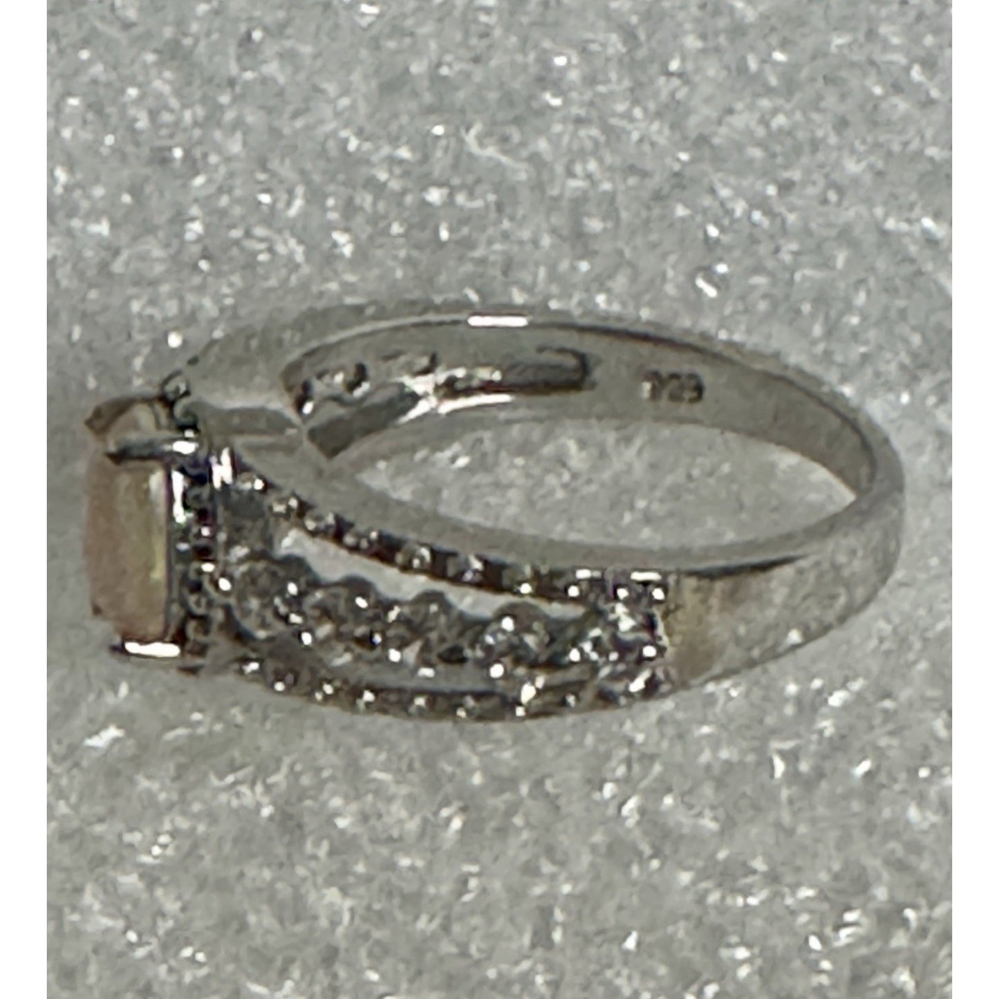 Sterling Silver 925 Opal Ring w/ CZs Oval Ethiopian Fire Opal Ring Size 6.5