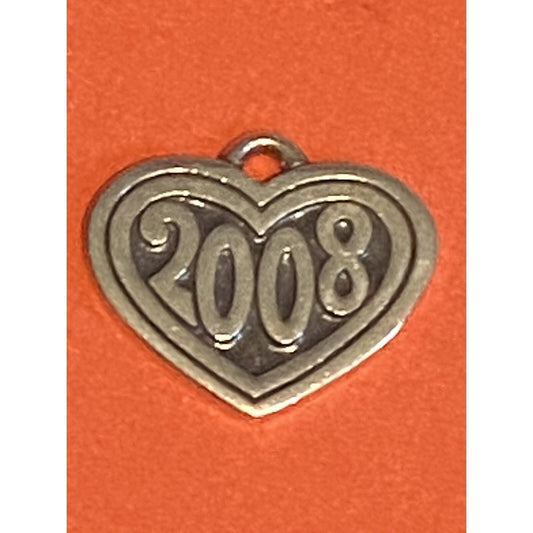 James Avery Retired Sterling Silver 2008 Year In Heart Charm Pre-Owned