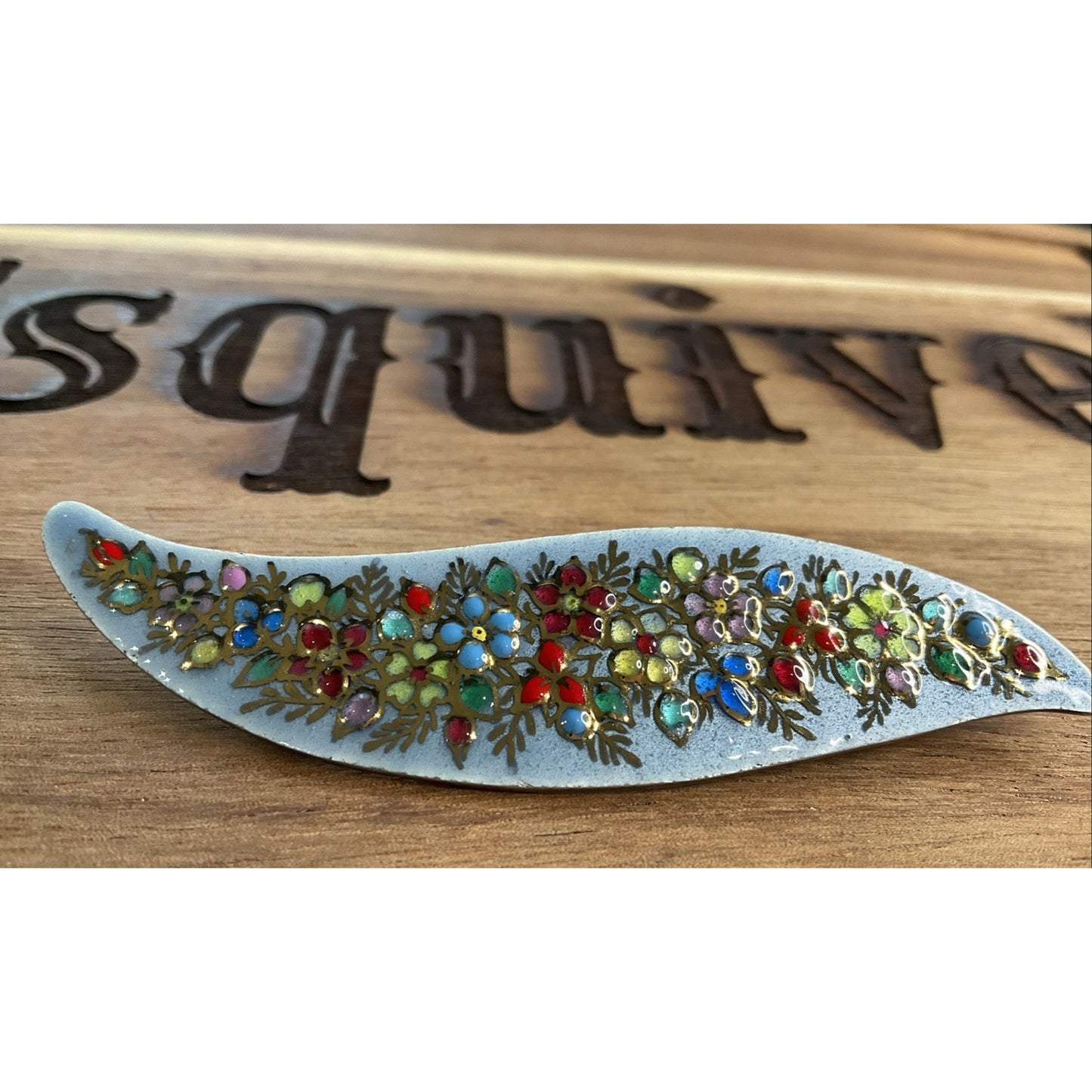Sterling Silver Enamel Brooch White Guilloche Floral Mid Century