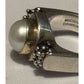 Vintage Michael Dawkins 925 14K Pearl Ring Sterling Silver & Gold Sz 8.5 13g