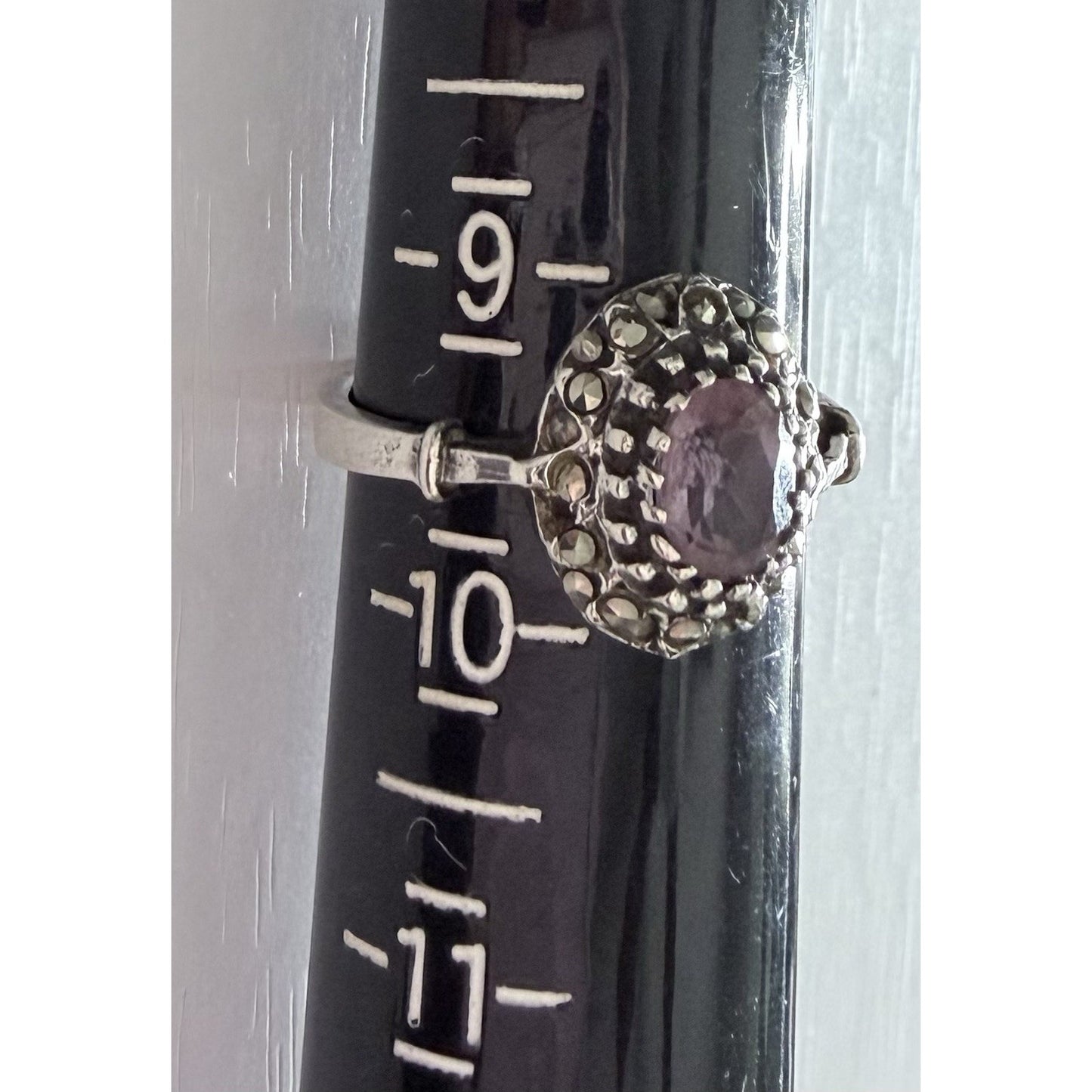 Vintage Sterling Silver Purple Amythest Art Deco Ring Size 9.5
