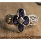 Vintage 925 Sterling Silver Amethyst Purple Gemstone Flower Ring Size 7.5