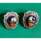 Vintage Native American Style Sterling Silver Zuni Inlay 5/8” Earrings O.T.