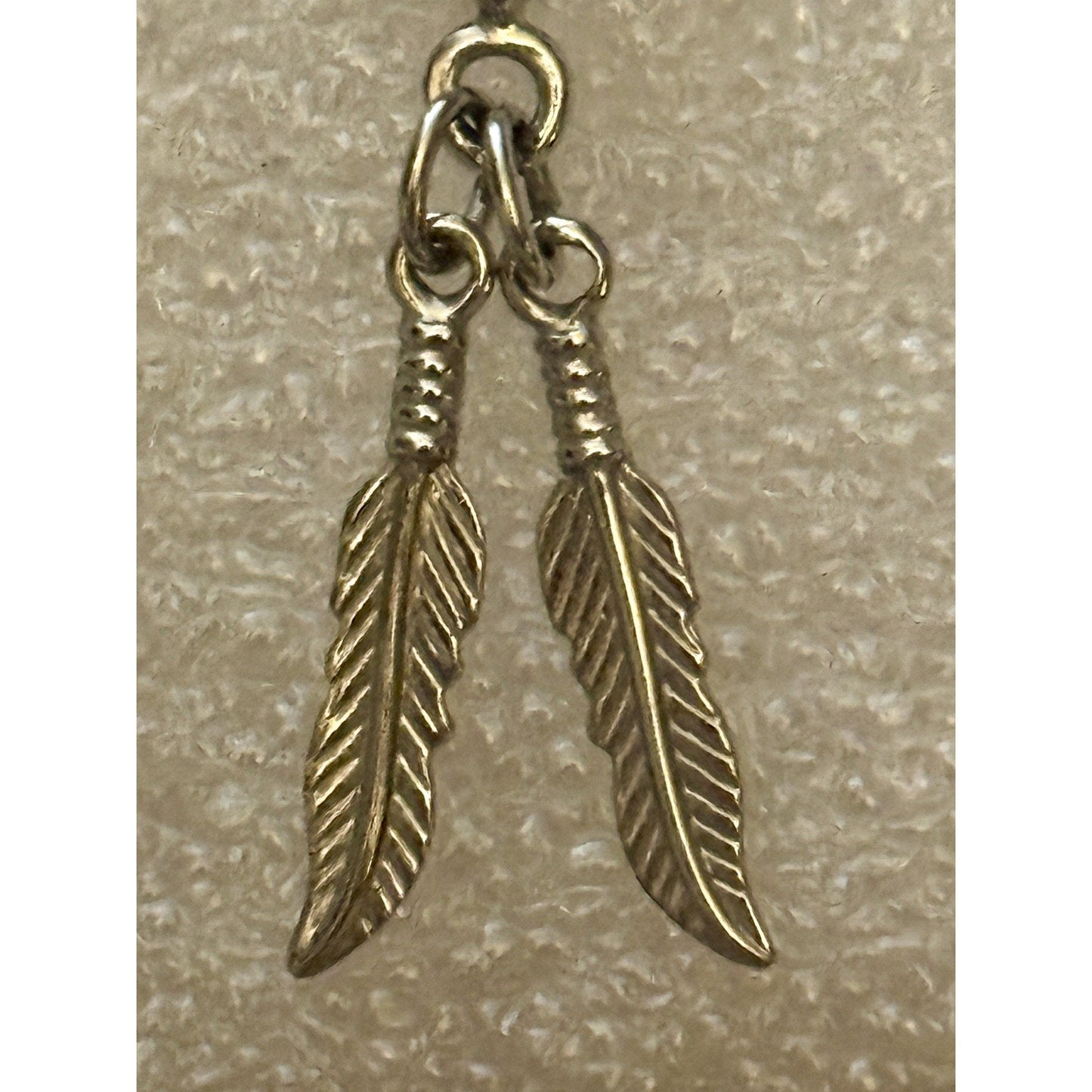 Vintage Sterling Silver Kingman Turquoise Feather Dangle Earrings Southwest 2”