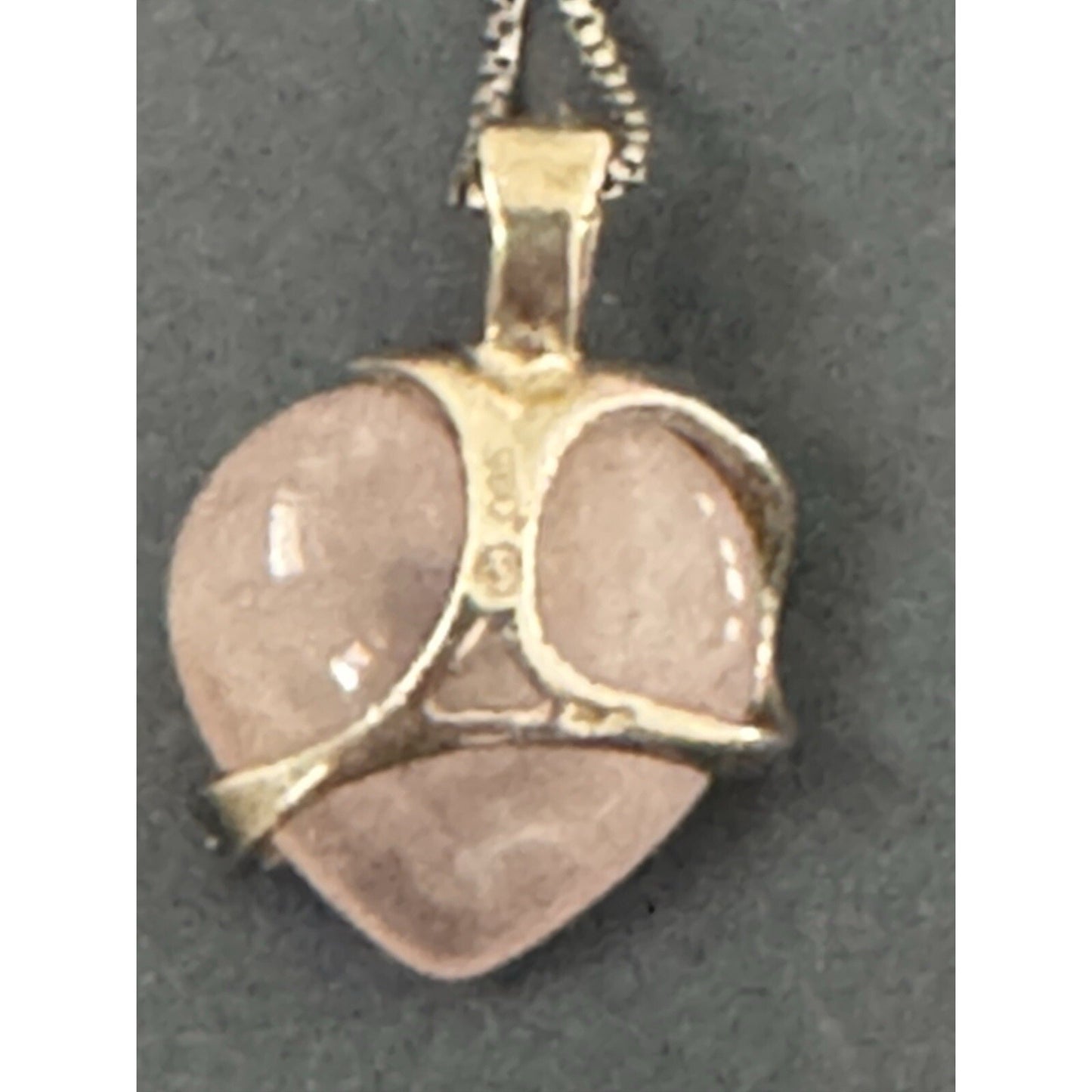 Vintage 925 Sterling Silver Rose Quartz Heart With Crystals and 17” Necklace