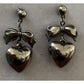 Vintage Sterling Silver 925 Bow Puffy Heart Dangle Earrings 1980s - 1990s