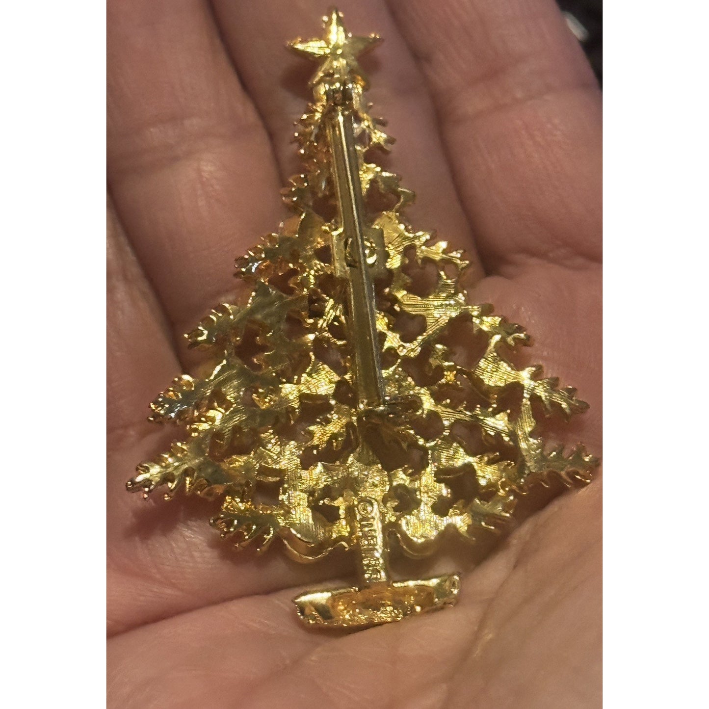 Vintage WEISS Aurora Borealis Christmas Tree Brooch "White Christmas" Brooch
