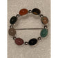 Vintage Sterling Silver Multi Stone Brooch Carnelian Tiger Eye Jasper Aventurine
