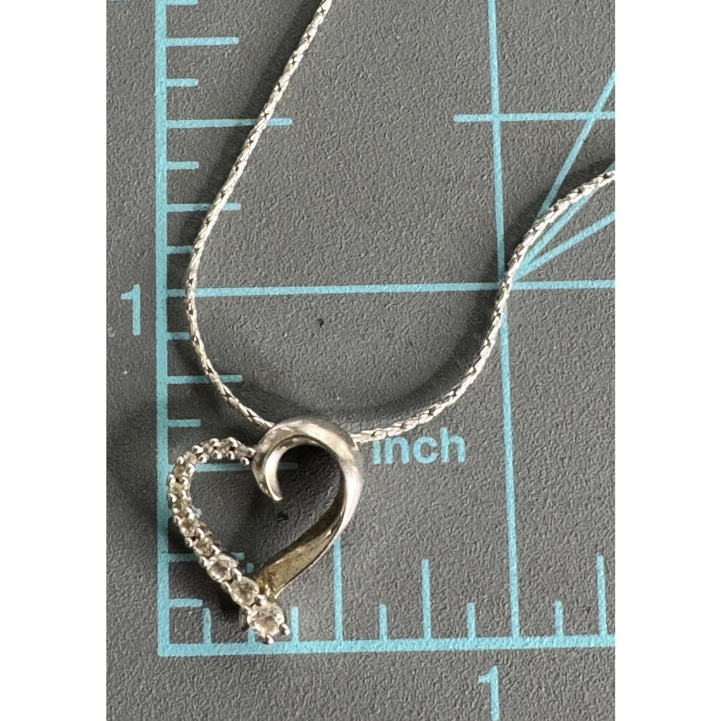 Sterling Silver Open Heart Pendant Necklace 19” Wheat Chain Spiga SAI