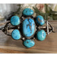 Vintage RB 925 Sterling Silver Turquoise Cluster Cuff Bracelet S/M
