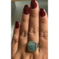 Vintage Leg Aquamarine Cabochon Sterling Silver Cocktail Statement Ring Sz 10.25