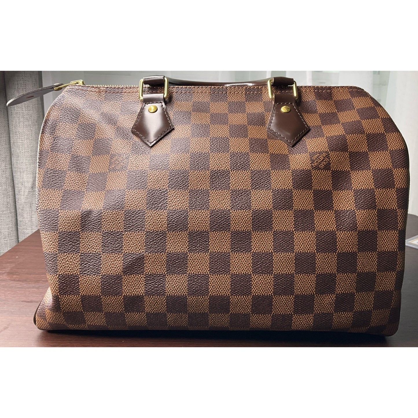 BNWOT Louis Vuitton Brown Canvas Speedy 30 Damier Ebene Handbag LV Purse
