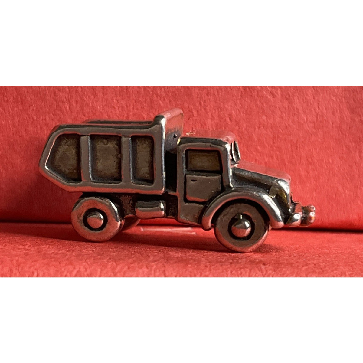 Vintage 925 Sterling Silver Garbage Truck Dump Truck Charm Pendant Construction
