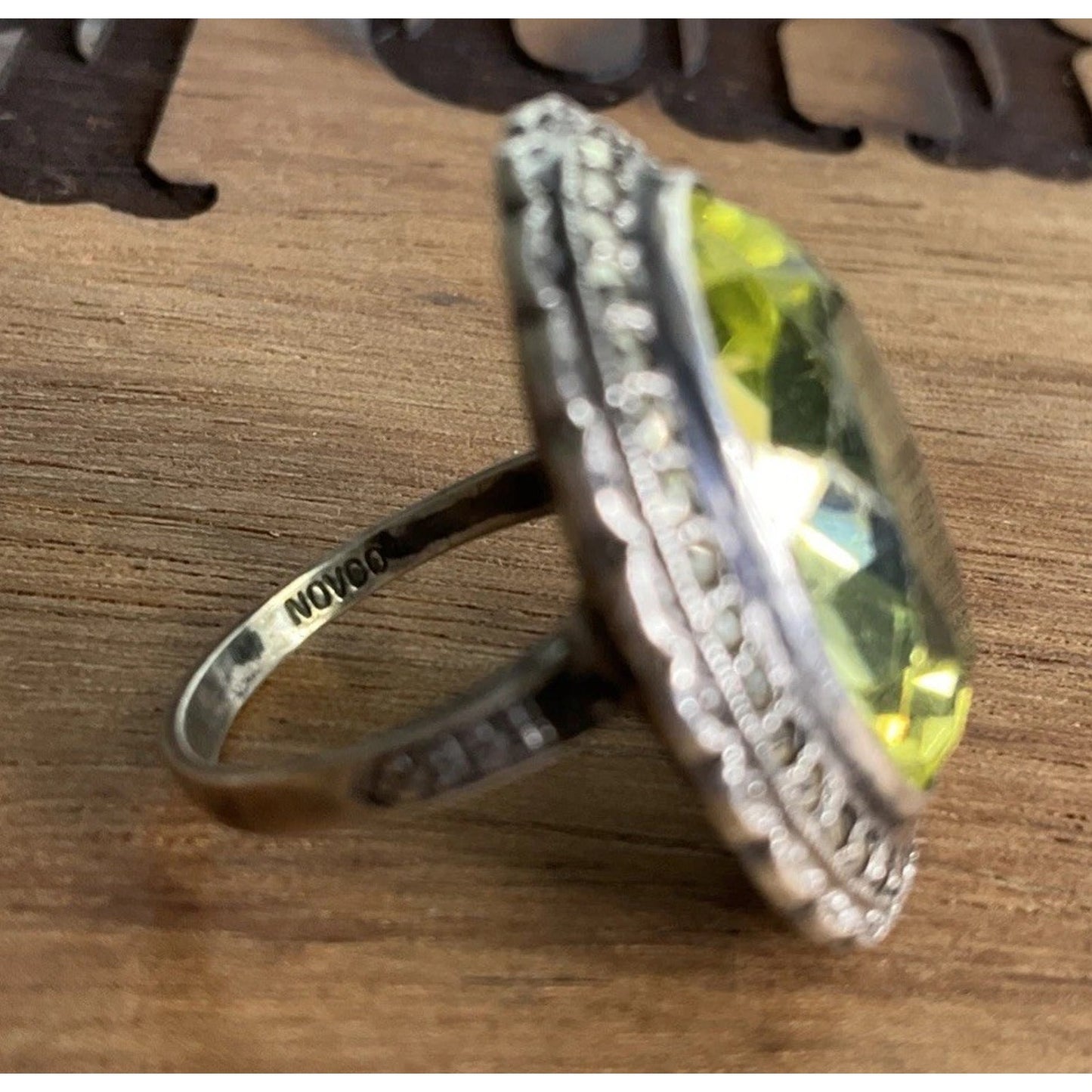 Vintage Sterling Silver Peridot Ring Size 5 Oval Yellow Green Gemstone Size 5