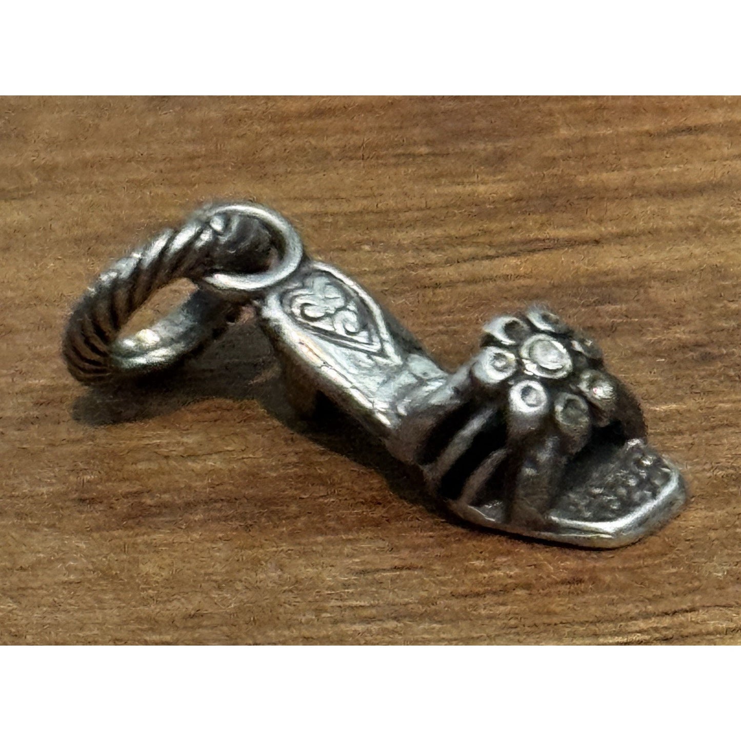 Sterling Silver 3D High Heel Sandal Shoe Charm Heart Scroll Fashion Pendant