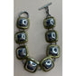 Mexico 925 Sterling Silver Two Tone Square Link Bracelet 36g Toggle 7.5”