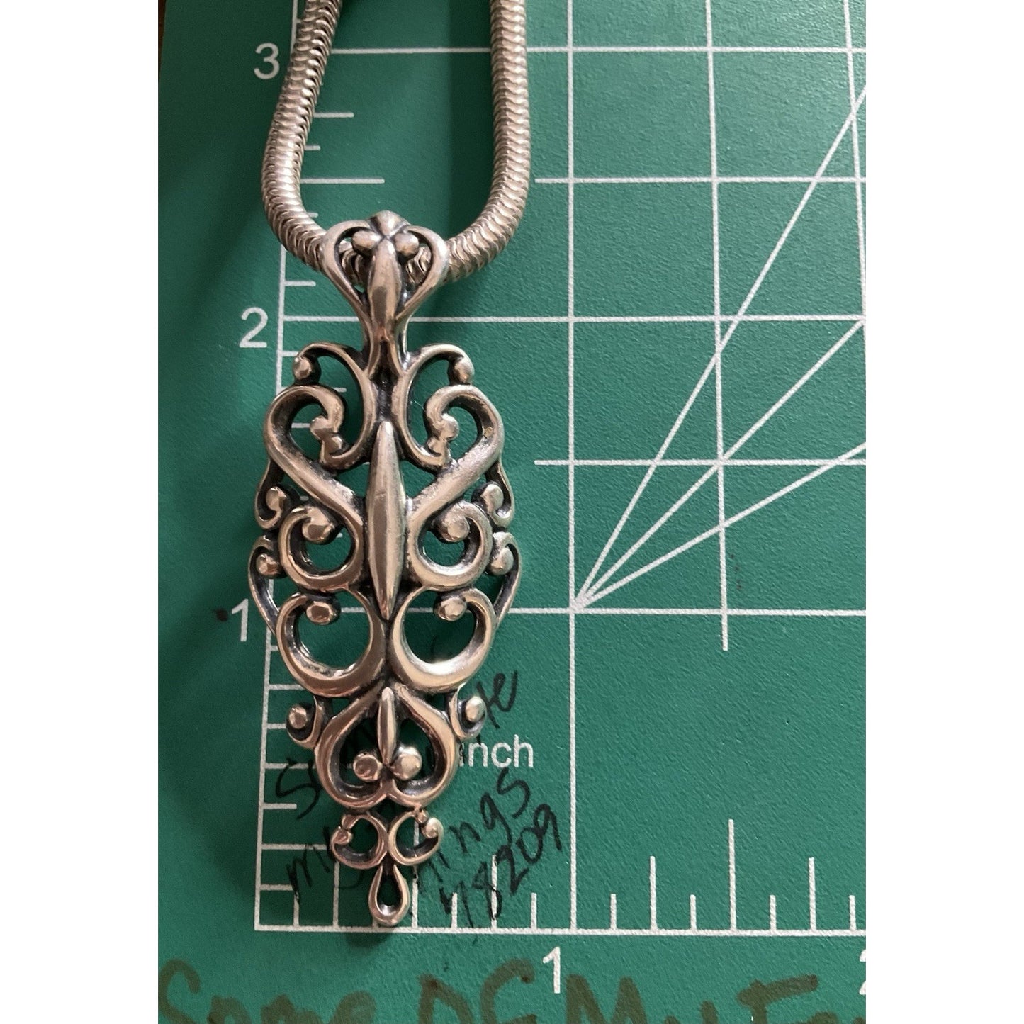 Vintage Carolyn Pollack 925 Sterling Silver Filigree Scroll Pendant Necklace