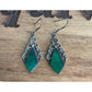 Vintage Green Onyx Art Nouveau Vines Sterling Silver Earrings