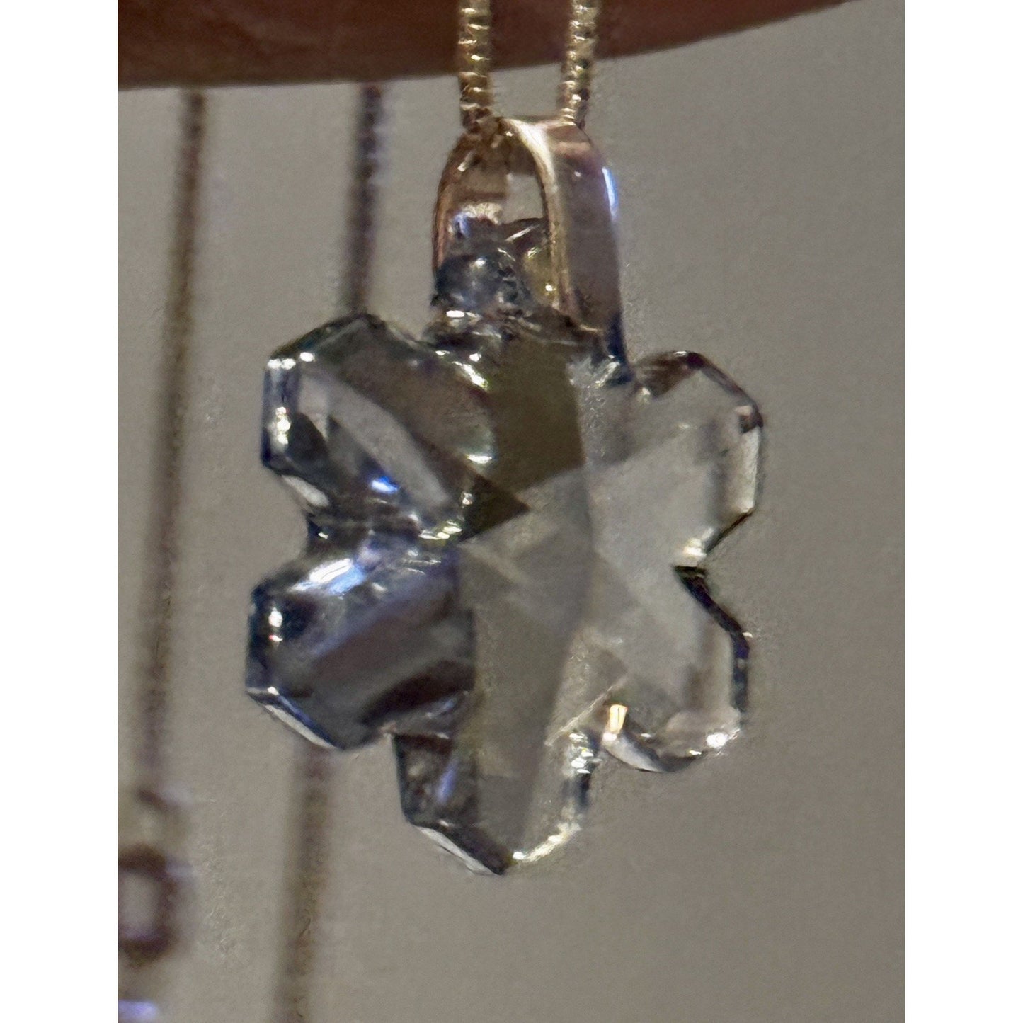 Vintage Sterling Silver Swarovski Crystal Snowflake Pendant Necklace 18”