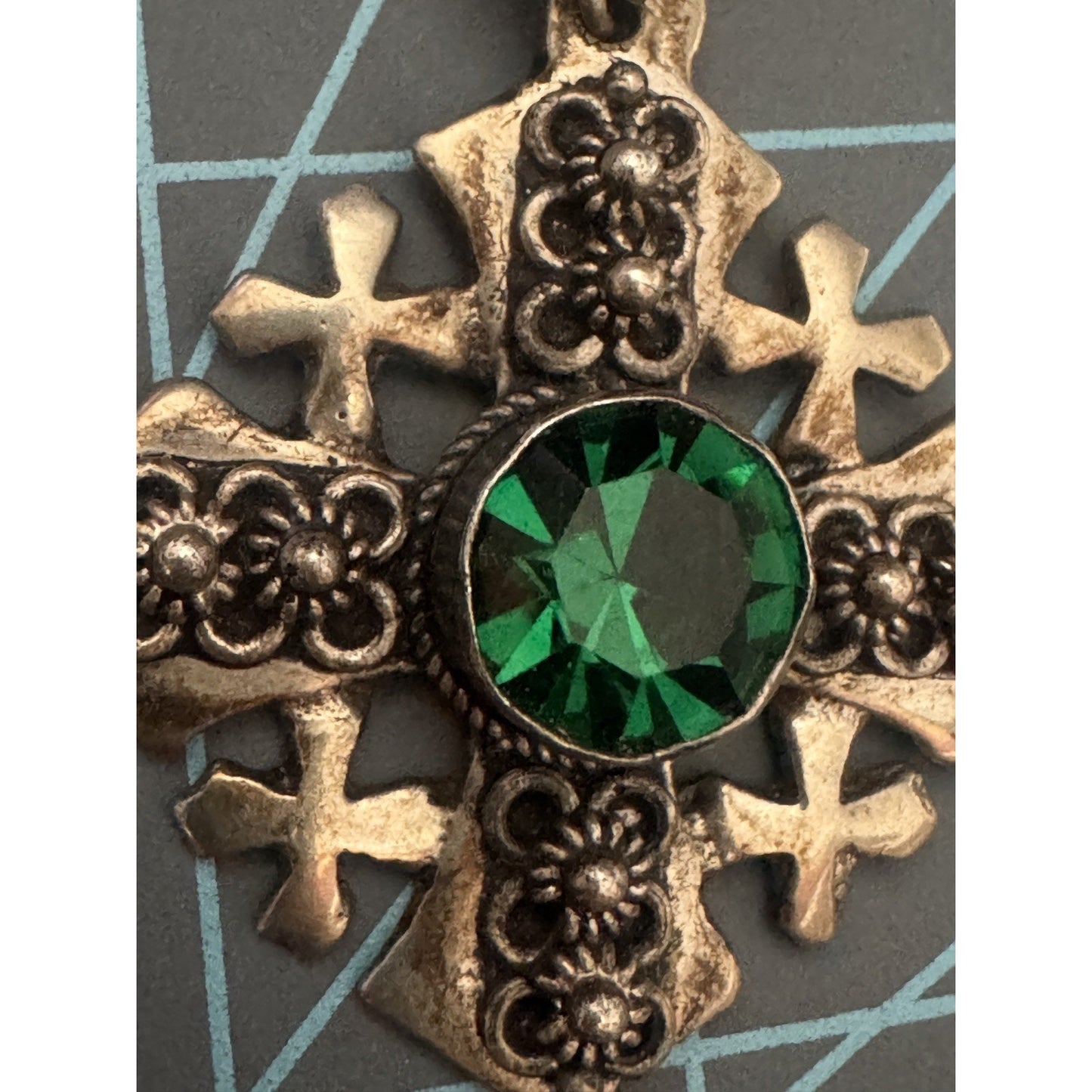 Vintage 935 Sterling Silver Jerusalem Crusaders Israeli Holy Land Cross Pendant