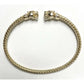 Vintage Milor Italy 925 Gold Vermeil Double Panther Head Braided Cuff Bracelet