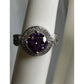 Sterling Silver Purple Halo Ring S925 Vintage Style CZ Size 6.5