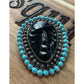 Sterling Silver Turquoise Carved Face Brooch Pendant 925 Large