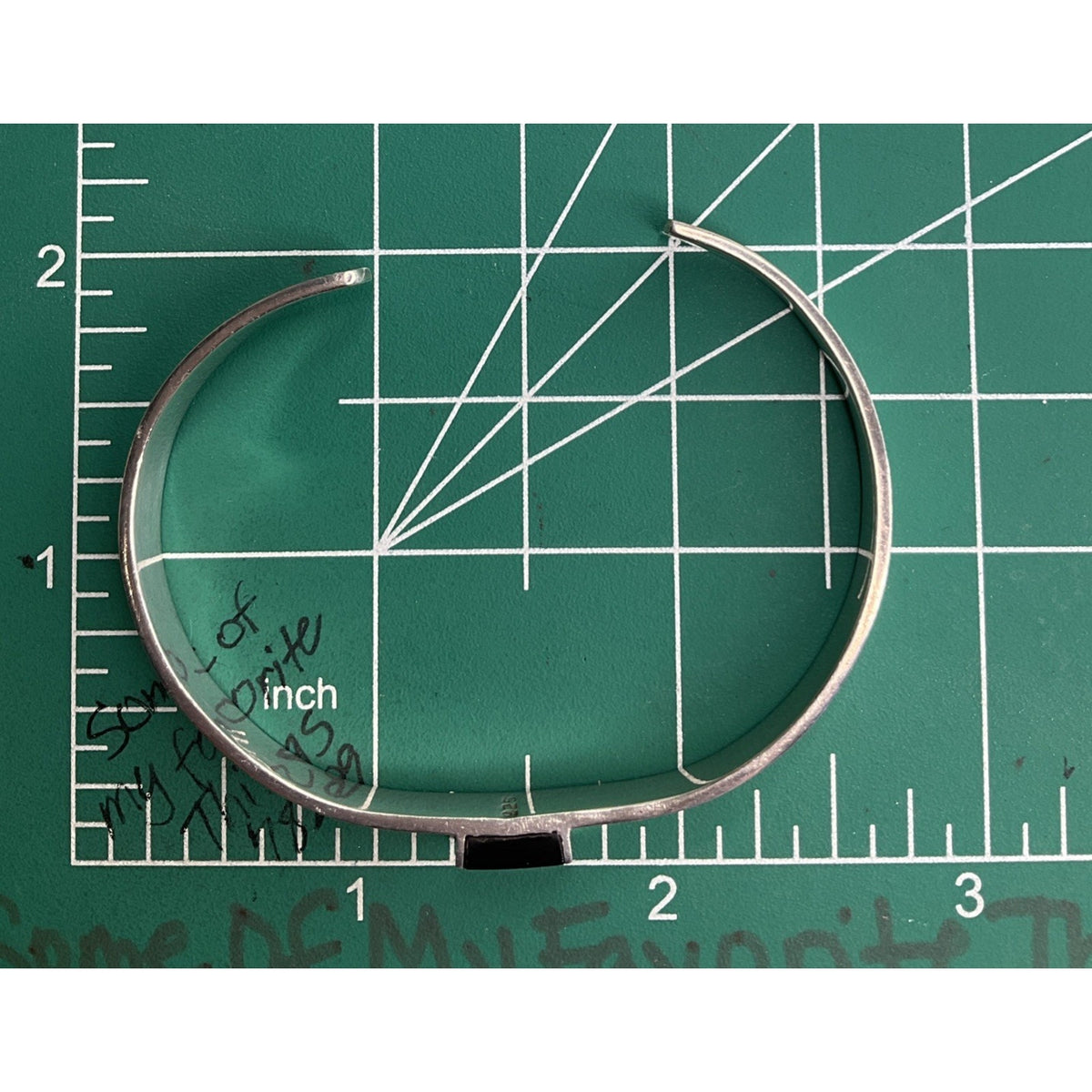 Vintage Sterling Silver Cuff Bracelet Black Inlay Minimalist Modernist 13g