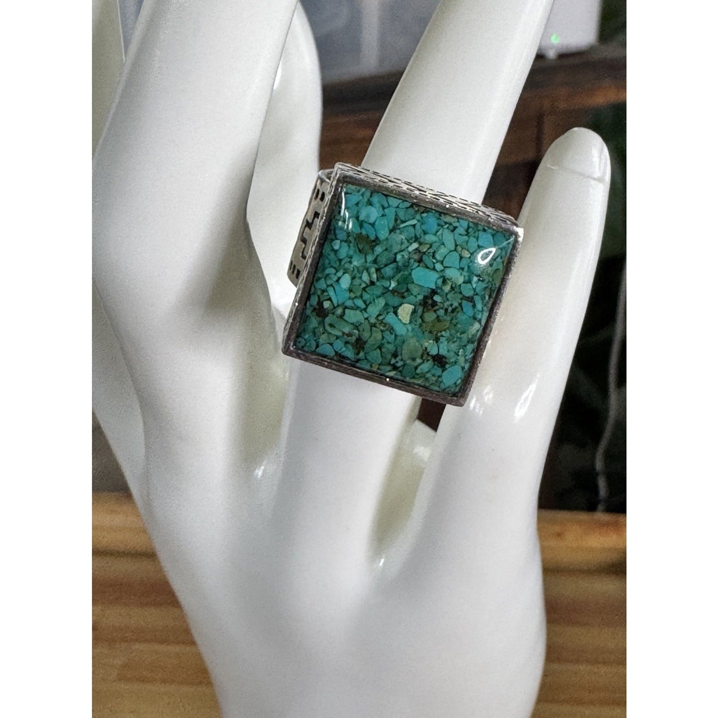 Retired Silpada Sterling Silver 925 Crushed Turquoise Statements Ring Size 7