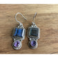 Sterling Silver Labradorite Amethyst Dangle Earrings 925 India