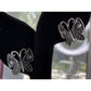 Vintage Sterling Silver Butterfly Heart Mariposa Pierced Earrings Oxidized