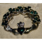 Vintage SOLVAR Irish Claddagh Shamrock Brooch Green Enamel Pin w Box Ireland