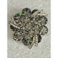 Vintage Weiss Smoky Gray Rhinestone Brooch & Earrings Demi Parure Mid Century
