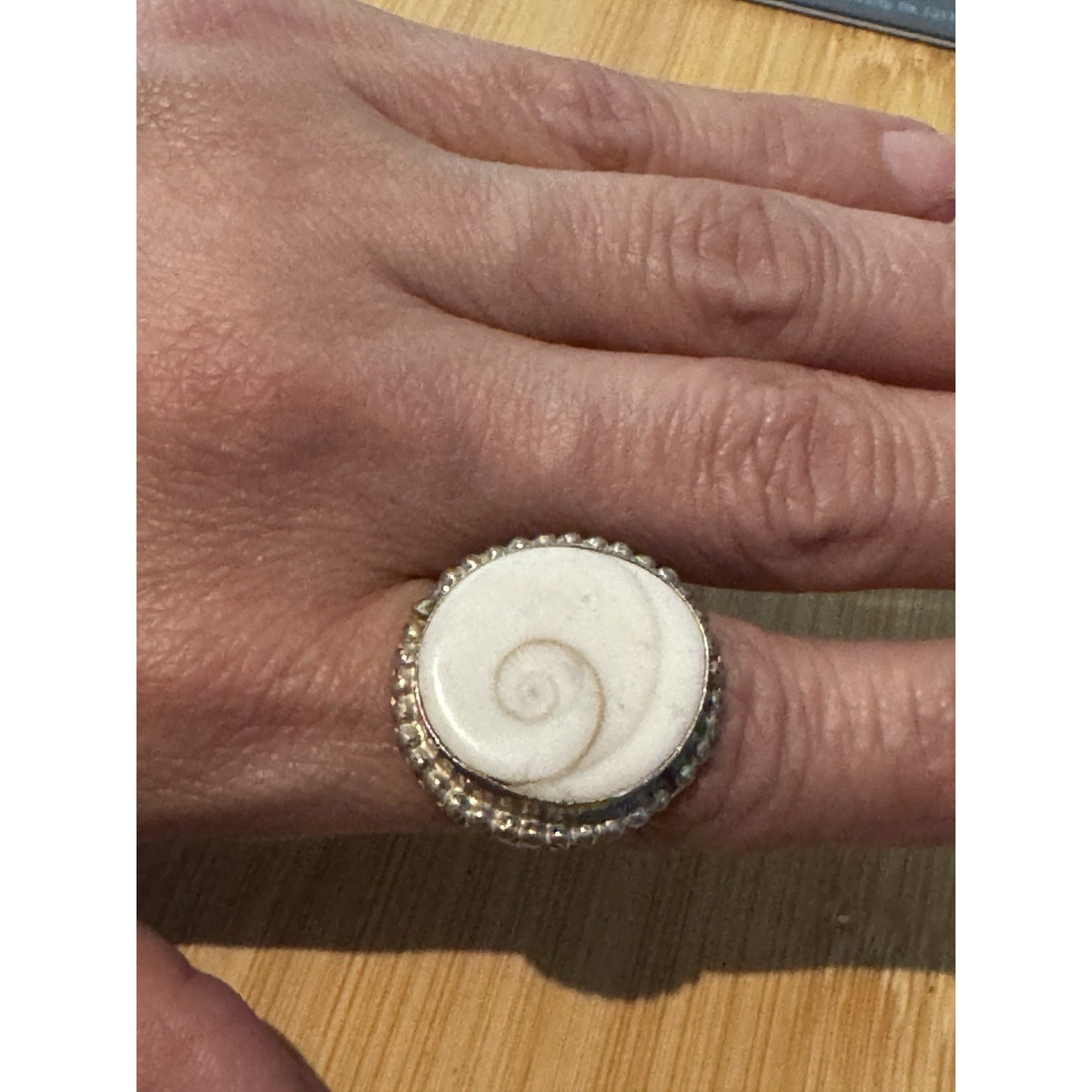 Shiva Eye Shell Pacific Cat's Eye Ring Size 8.5 Boho Beach Ring Healing Ring