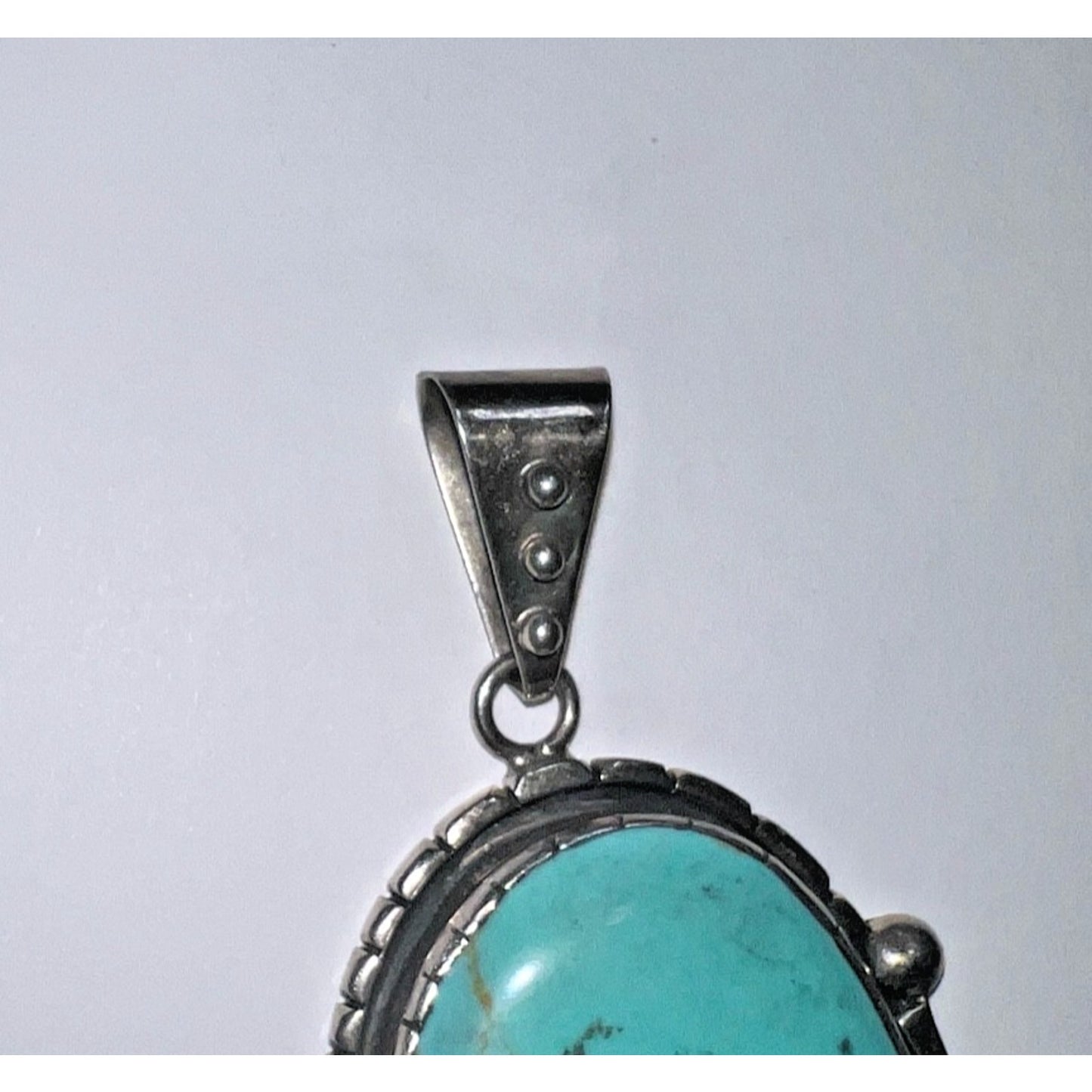Vintage Sterling Silver Large Kingman Turquoise Pendant Southwest Navajo Style
