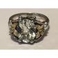 Vintage Ann King 925 18K Green Amethyst Prasiolite Pearl Butterfly Ring Sz 8.5