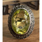 Vintage Sterling Silver Peridot Ring Size 5 Oval Yellow Green Gemstone Size 5