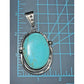 Vintage Sterling Silver Large Kingman Turquoise Pendant Southwest Navajo Style