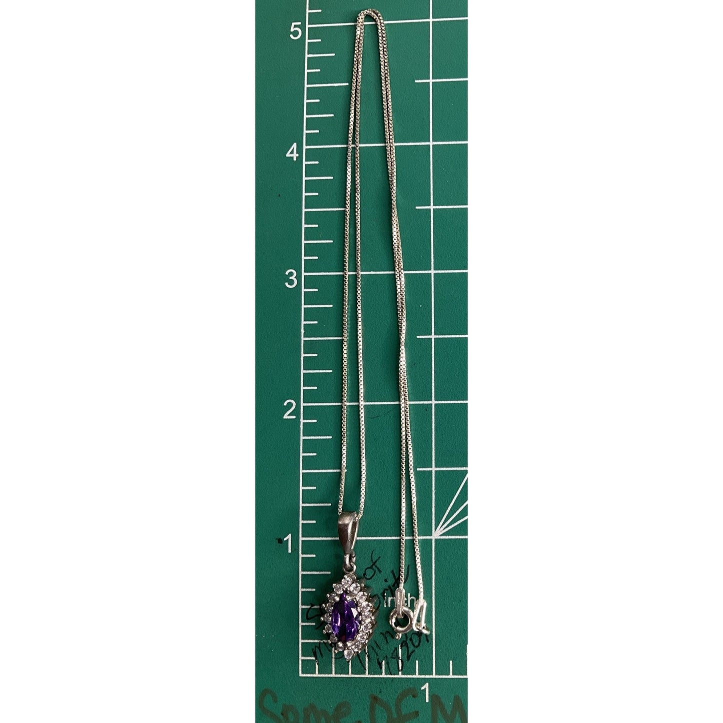 Fini Italy 925 Purple Halo Pendant & Necklace Italian Sterling Silver 21”