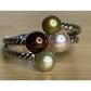 Sterling Silver 925 Multicolor Pearl 3 Row Rope Wrap Ring Size 7.5